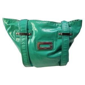 Vintage Guess Teal Shoulder Bag Silver Buckle Y2K Style Zebra Lining